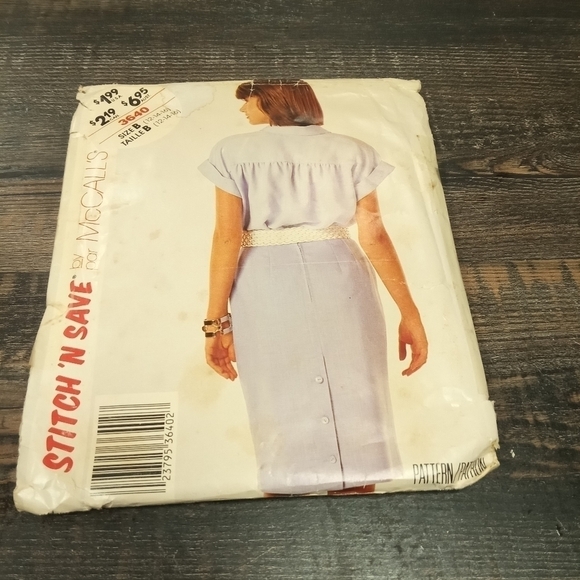 McCall's Other - Vintage Stitch 'n Save Sewing Pattern 3640 Women's Blouse & Skirt Size 12-16